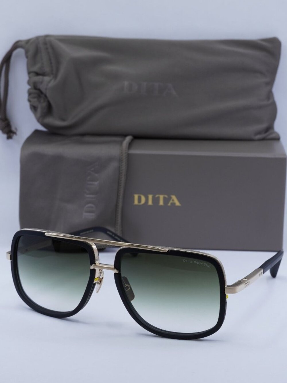 Dita MACH-ONE-DRX-2030-F-59 Aviator Sunglasses - Black / Green